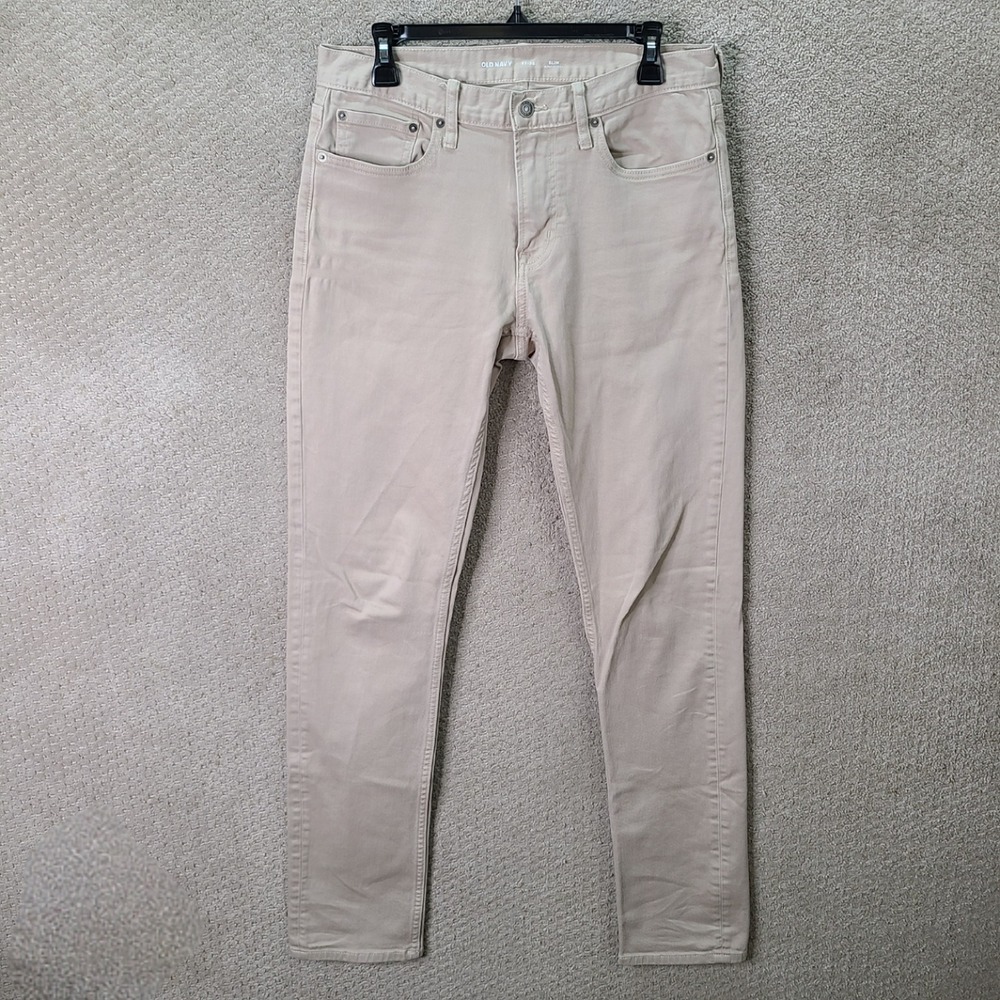 Old Navy Pants Men 32x36 (31x34) Khaki Slim Fit Built In Flex 5 Pocket Chino
